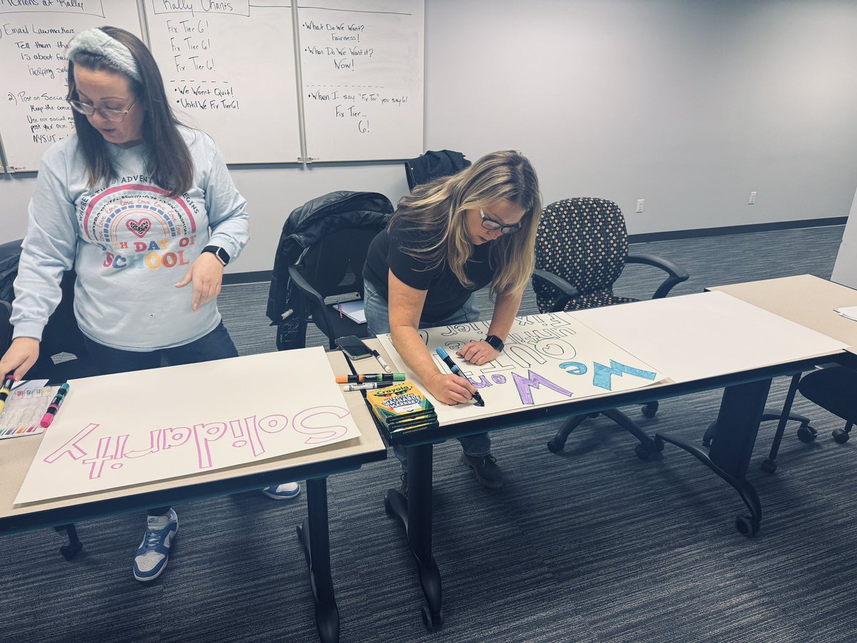 Coming to Committee of 100? Thanks to all who joined us for the prep meeting for <a href="/NYSUT/">NYSUT</a>’s annual big lobby day in Albany! 

After the meeting, we made posters for the March on the 6th to Fix Tier 6! #NoMoreTiers