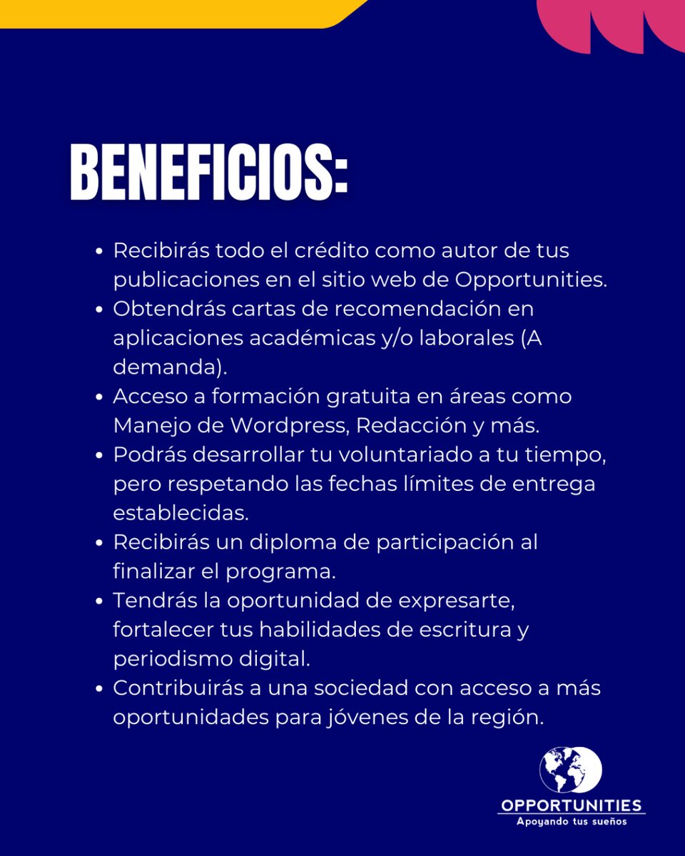 opportunitiessv's tweet photo. 📢 ¡REGRESA NUESTRO PROGRAMA DE REDACTORES INTERNACIONALES! ✍🌎

📅  Límite de postulación: Miércoles 12 de marzo de 2025

✔️ Encuentra todos los detalles y el formulario de aplicación aquí: https://t.co/FDqC7w1egR https://t.co/C3jFwY3UMG