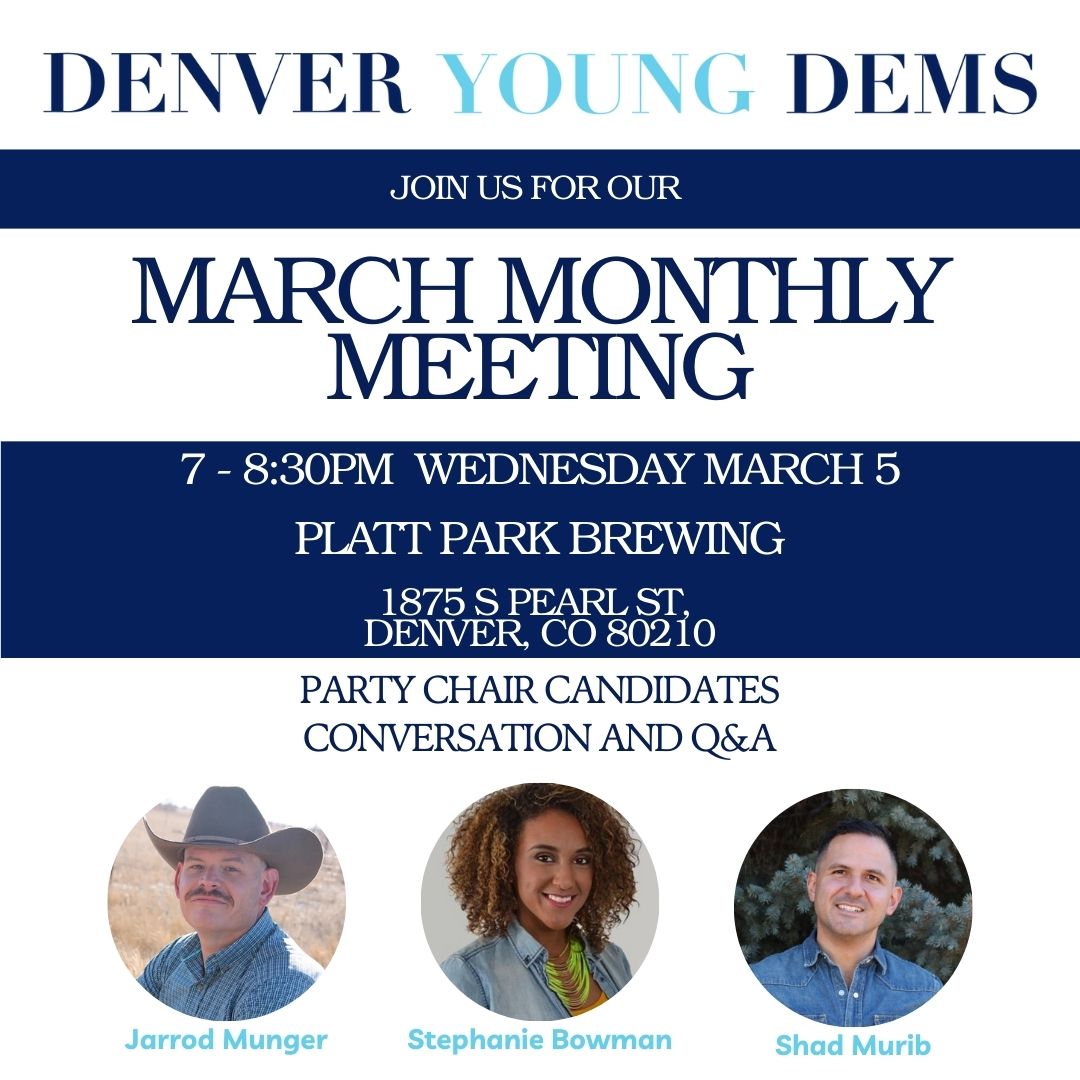 See you next Wednesday for a conversation with the candidates for State Party Chair!
7pm at Platt Park Brewing
eventbrite.com/e/dyd-monthly-…