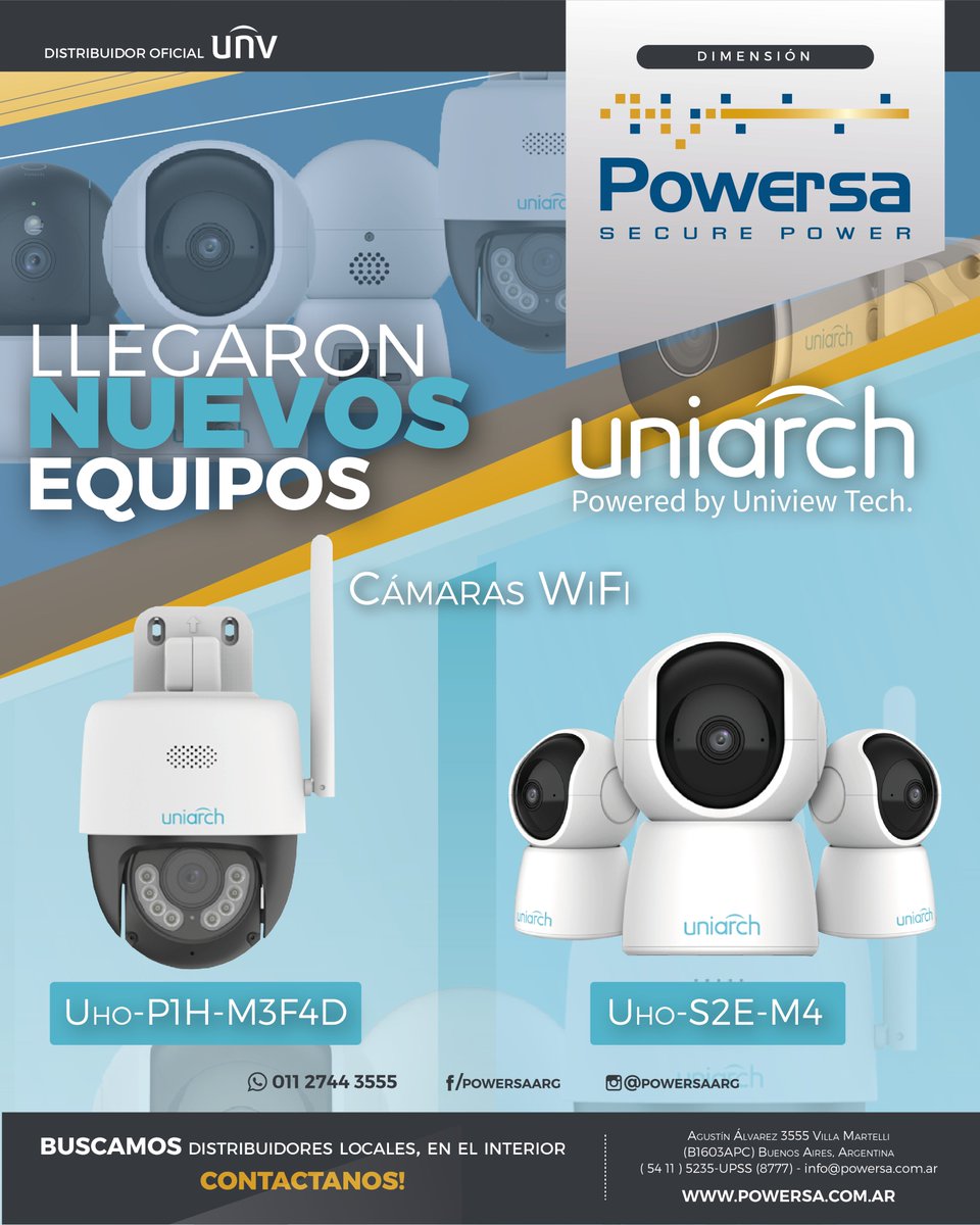 noticiasRNDS's tweet image. 🔍 ¡Llegaron a #Powersa los nuevos equipos #Uniarch by #Uniview Technologies!

#CámarasWiFi con tecnología avanzada. Imágenes de alta calidad, detección inteligente y conectividad confiable.

¿más info? 
📱 wa.me/+541127443555
📧 info@powersa.com.ar
🌐 powersa.com.ar