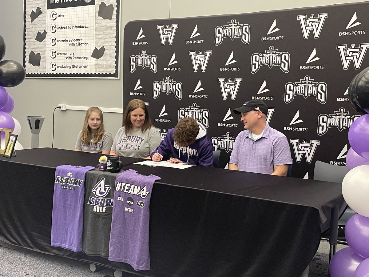 Congrats to Brady Patterson on his signing to Asbury University to play Golf! ⁦<a href="/WCPSAthletics_/">WCPS Athletics</a>⁩ ⁦⁦⁦<a href="/swhsteeitup/">Spartan Golf</a>⁩