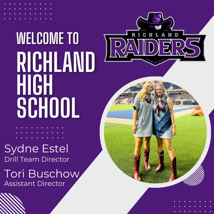 Let's welcome our Head Drill Team Director, Sydne Estel, &amp; our Assistant Director, Tori Buschow, to the Richland High School staff!

These 2 former Rangerettes are ready to create something special at RHS after spending the last 5 years working together in Frisco!
#WeAreRichland