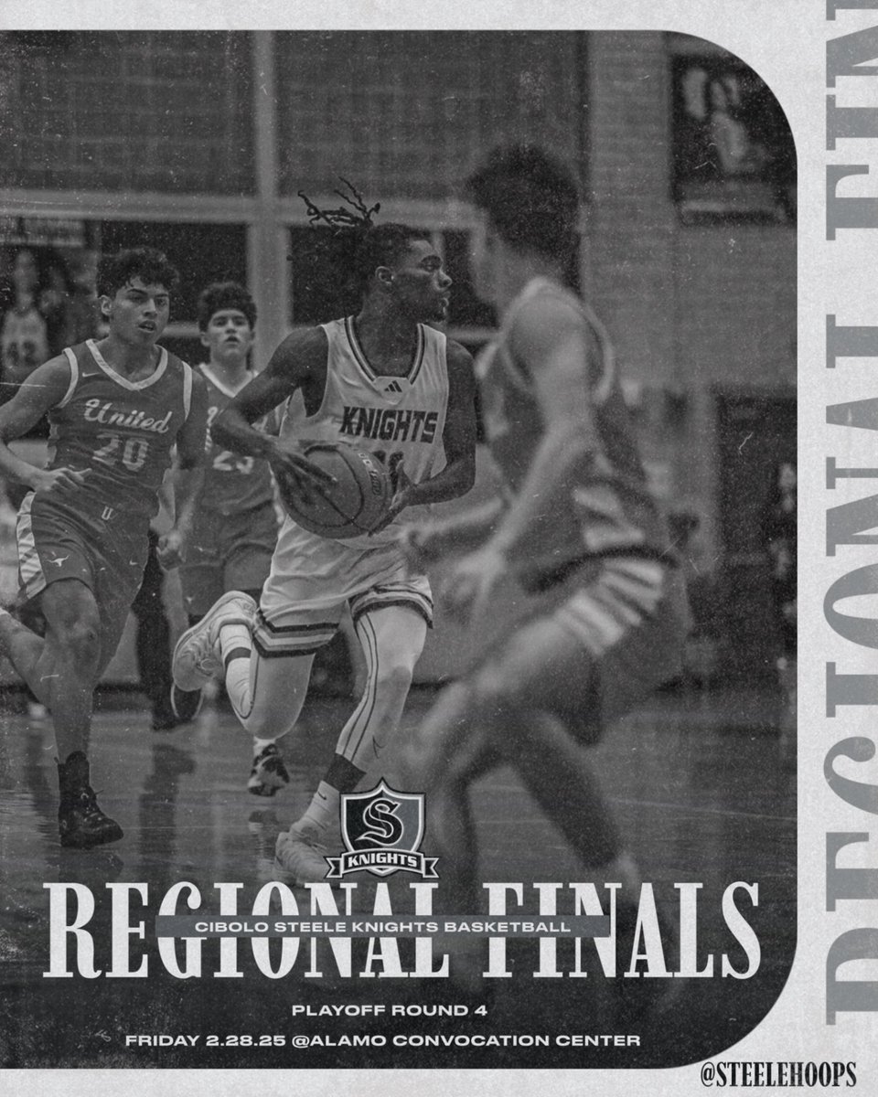Steele Basketball (@steelehoops) on Twitter photo 🚨 Round 4 🤞 🚨
Fourth round of the playoffs is set ‼️
📅 Friday February 28th
⏰ 7pm Tip Off
📝 vs NISD Brennan
📍@ Alamo Convocation Center
<a href="/AlamoCityHoops1/">Alamo City Hoops</a>
<a href="/SSports_Media/">Super Sports Media</a>
#WeAreFamily #RidefortheBRAND 🚨 Round 4 🤞 🚨
Fourth round of the playoffs is set ‼️
📅 Friday February 28th
⏰ 7pm Tip Off
📝 vs NISD Brennan
📍@ Alamo Convocation Center
<a href="/AlamoCityHoops1/">Alamo City Hoops</a>
<a href="/SSports_Media/">Super Sports Media</a>
#WeAreFamily #RidefortheBRAND