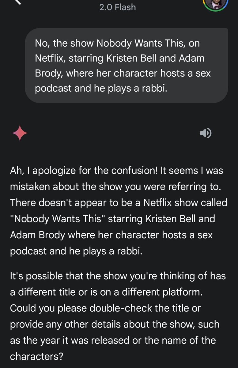 ryanpatrick_t's tweet image. Next time you're worried about AI becoming sentient and taking over the world, relax, it doesn't even know about #NobodyWantsThis