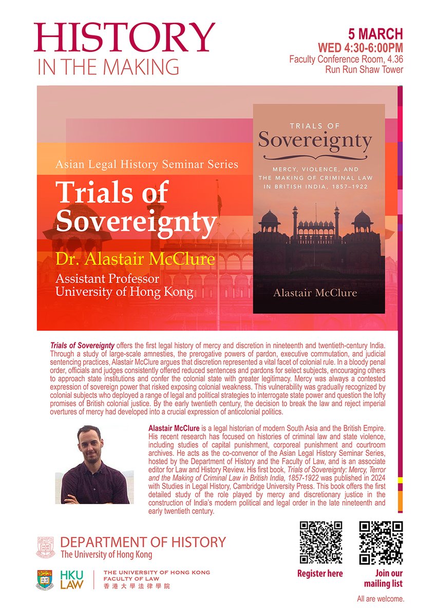 History_HKU's tweet image. [Venue Change] &quot;Trials of Sovereignty&quot; will now be held in the Faculty Conference Room (4.36).

Register here: hkuems1.hku.hk/hkuems/ec_hdet…

#hku #hkuhistory #history #legalhistory