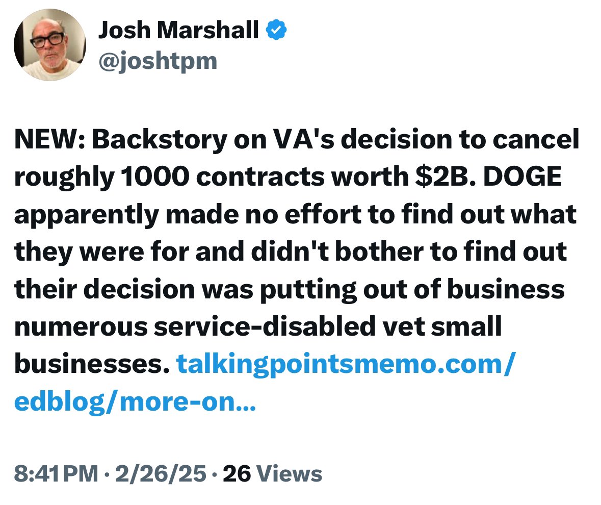 AmoneyResists's tweet photo. If you’re fine with an unelected billionaire wreaking unchecked havoc on our government under the guise of “efficiency,” don’t you dare call yourself a patriot ever again. He’s fucked over our Veterans, federal workers, Medicaid recipients, and now he’s delaying Social Security. https://t.co/TU1fmY4DOc
