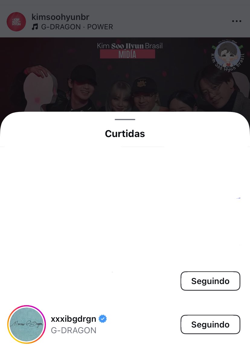 O G-DRAGON CURTIU A NOSSA PUBLICAÇÃO NO INSTAGRAM