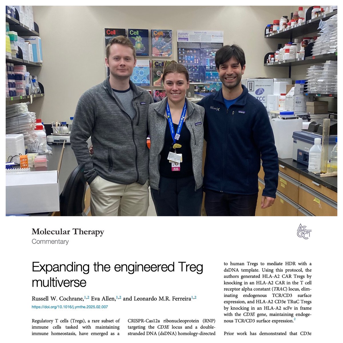 Expanding the engineered Treg universe! A treat to write this Commentary <a href="/MolTherapy/">Molecular Therapy Family of Journals</a> with Russell Cochrane and Eva Allen on T cell receptor fusion construct (TRuC) Tregs! 🛻 Congratulations <a href="/dlwagner13/">Dimitrios L. Wagner</a> on the exciting development!

cell.com/molecular-ther…

cell.com/molecular-ther…