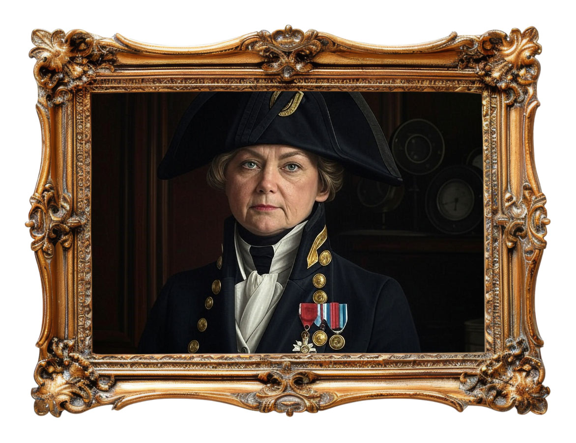 moralslang's tweet image. Portrait of Admiral Lord Nelson in the Palace of Westminster has been replaced with a portrait of Yvette Cooper.