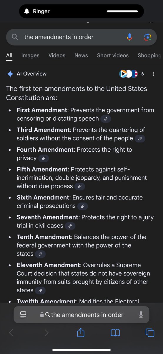 chops8448's tweet photo. Tried to google the amendments in order and mysteriously one is omitted. Funny shit @TheAKGuy @AngryCops @Fat_Electrician @DonutOperator https://t.co/KilyjFMlxu