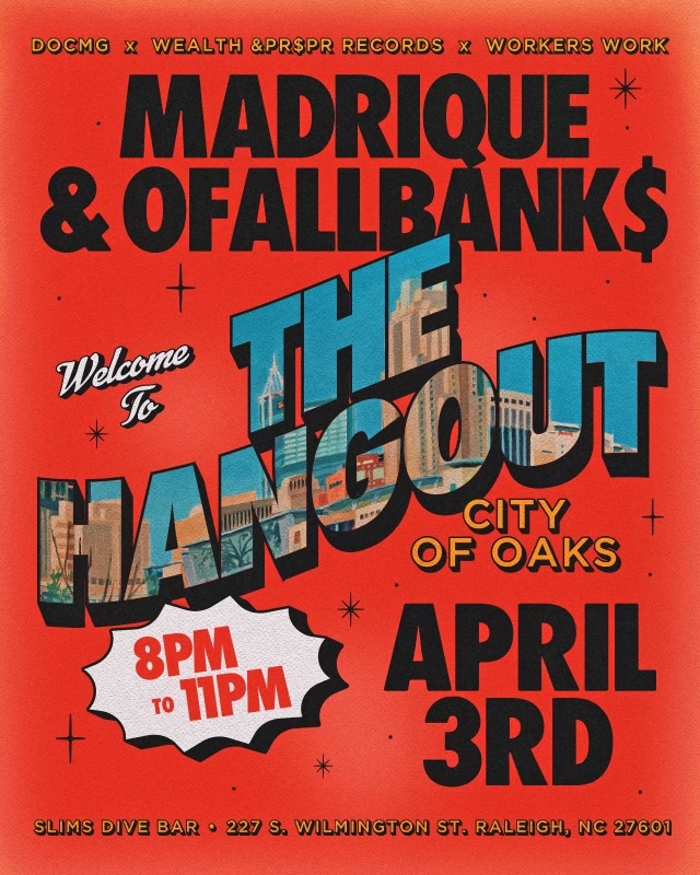 RALEIGH come HANG OUT w/ Myself &amp; <a href="/_carltonBanks/">OFALLBANK$ 🏦💰💸📝</a> 4.3.25 at Slim's Tickets: madrique.com/tour