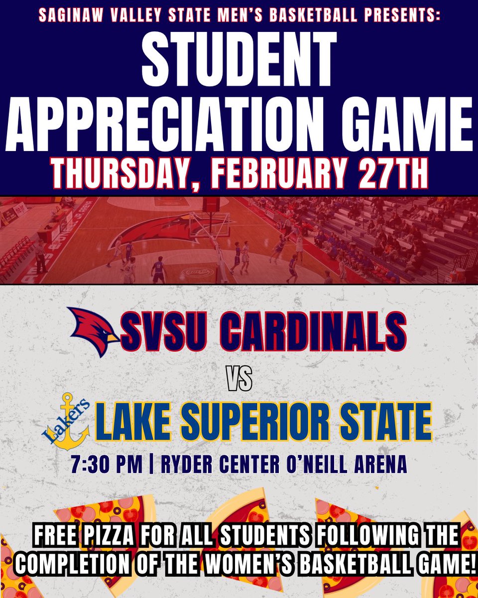Student Appreciation Game is tomorrow night!! 🍕🏀