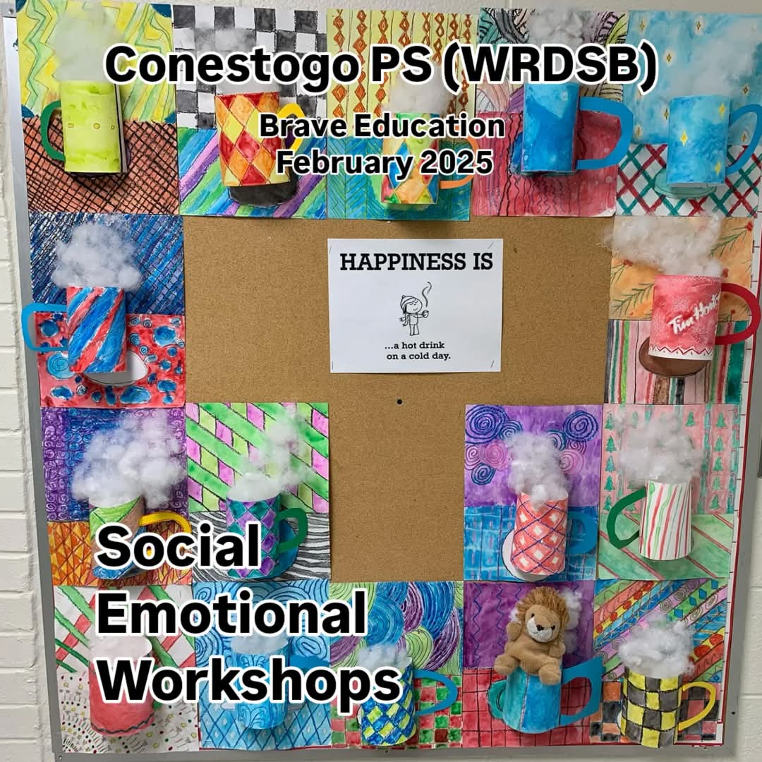 Spot Brave in a mug of happiness! We're back at Conestogo PS to continue our amazing conversations about Setting Healthy Boundaries and Bullying vs Conflict, on a deeper level. We did lots of role playing &amp; story telling to really relate and connect with our daily lives. <a href="/wrdsb/">Waterloo Region DSB</a>