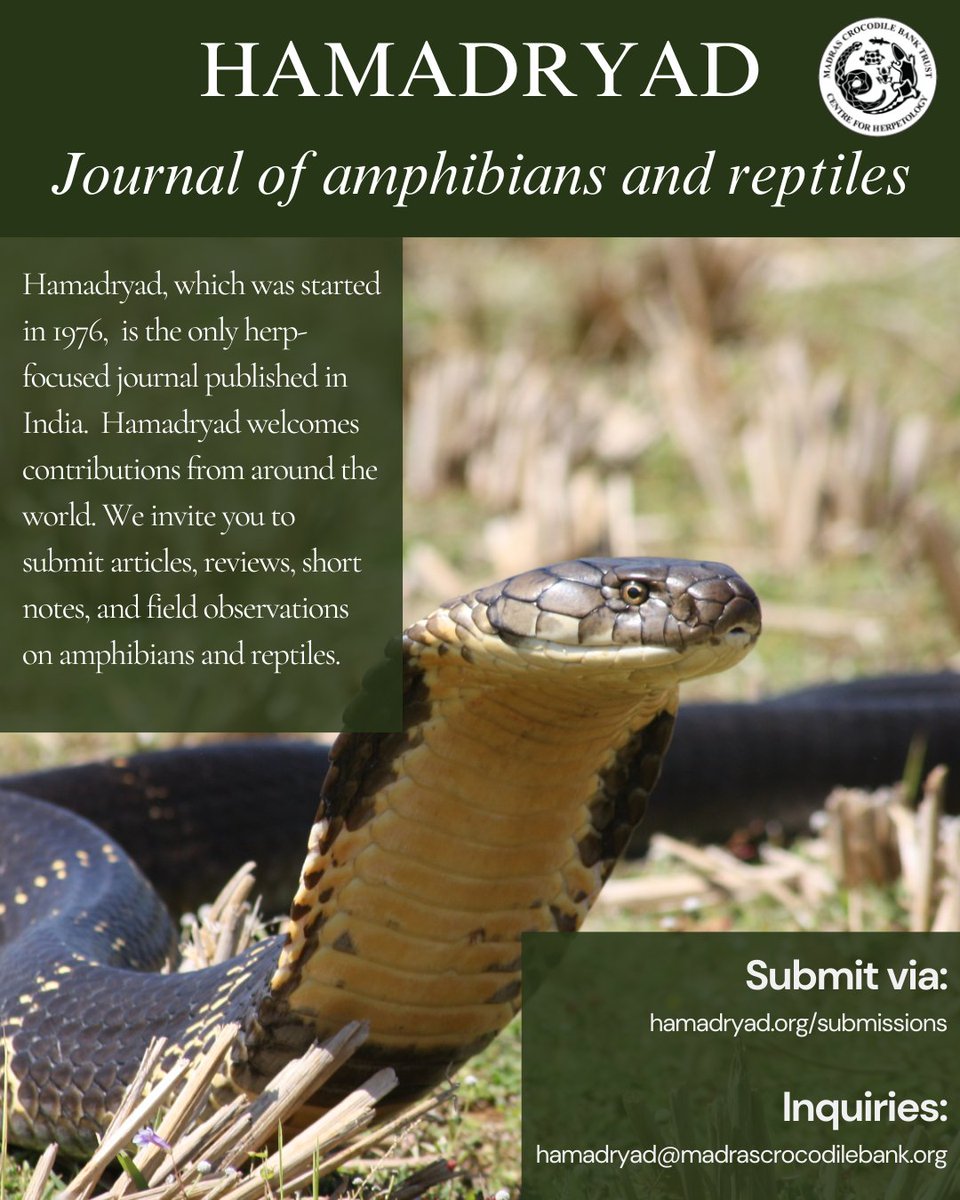#Hamadryad has a long and very interesting history. And we're now opening it up to the rest of the world! If you have an interesting natural History note on reptiles and amphibians that you'd like to share, do send your manuscripts! It's a free peer reviewed journal that is