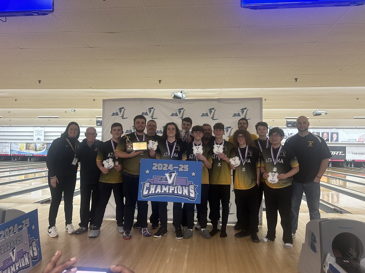 Congratulations <a href="/AthenaHigh/">Greece Athena HS</a> Bowling team, who won the Section V Class B Title by 144 pins over Gates Chili with a score of 5890! <a href="/GreeceCentral/">Greece Central</a>