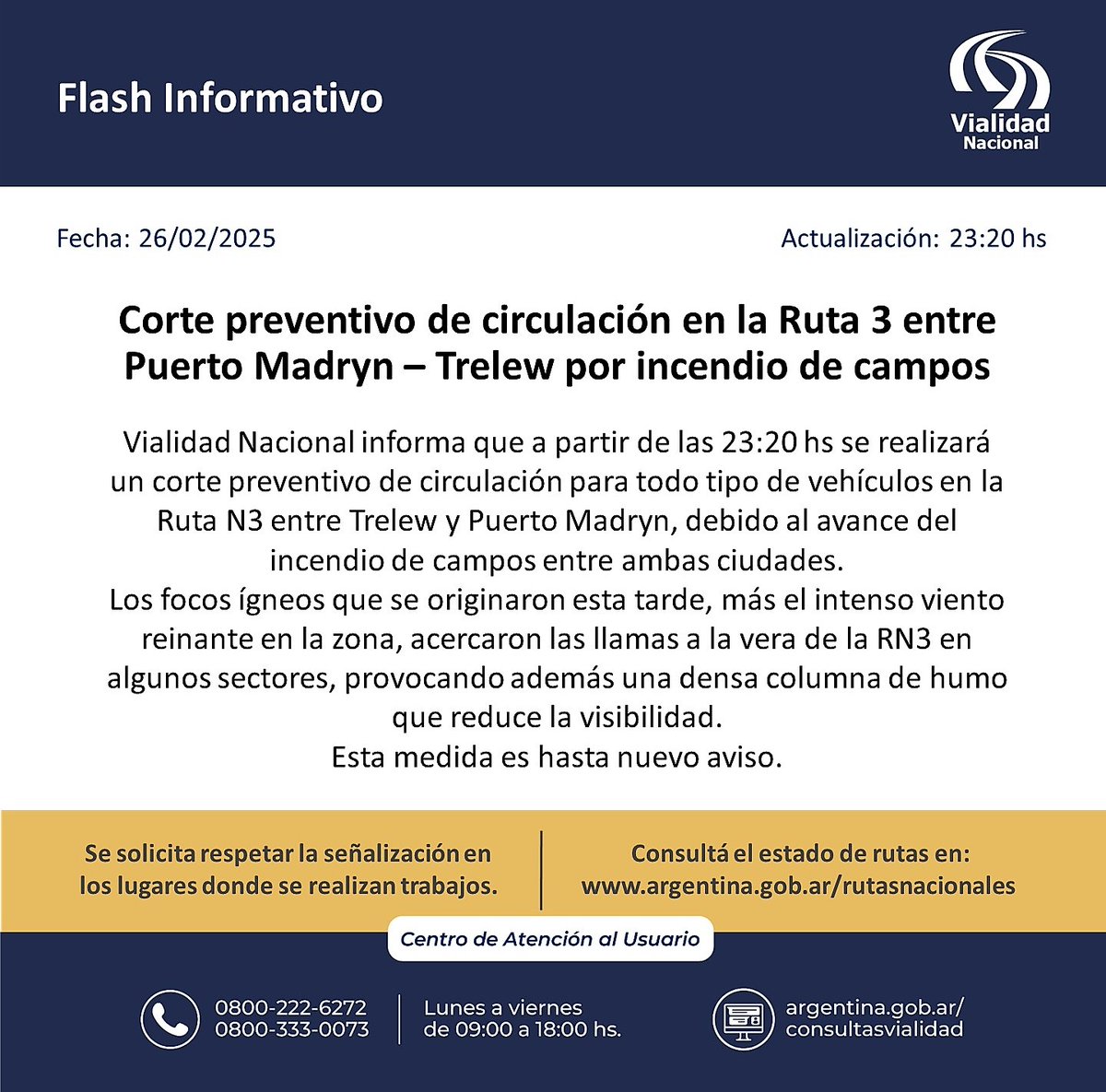 🚫 #Chubut 26/02/2025