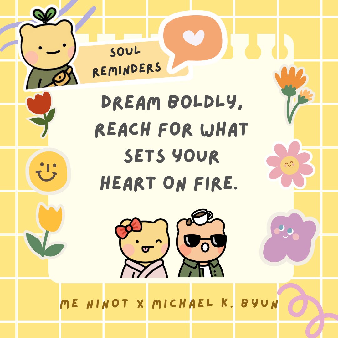 // ๐me Ninot ๐๐๐ (@ninotme) on Twitter photo ๐ Featuring our pal <a href="/crzikrn/">Michael K. Byun | ๐๐ฌ</a>  today! ๐ Dare to dream wildly, to chase the life that ignites your heart. The world is brighter because of youโnever stop reaching for what sets your soul on fire. โจ #WonderPals #SoulReminders ๐ Featuring our pal <a href="/crzikrn/">Michael K. Byun | ๐๐ฌ</a>  today! ๐ Dare to dream wildly, to chase the life that ignites your heart. The world is brighter because of youโnever stop reaching for what sets your soul on fire. โจ #WonderPals #SoulReminders