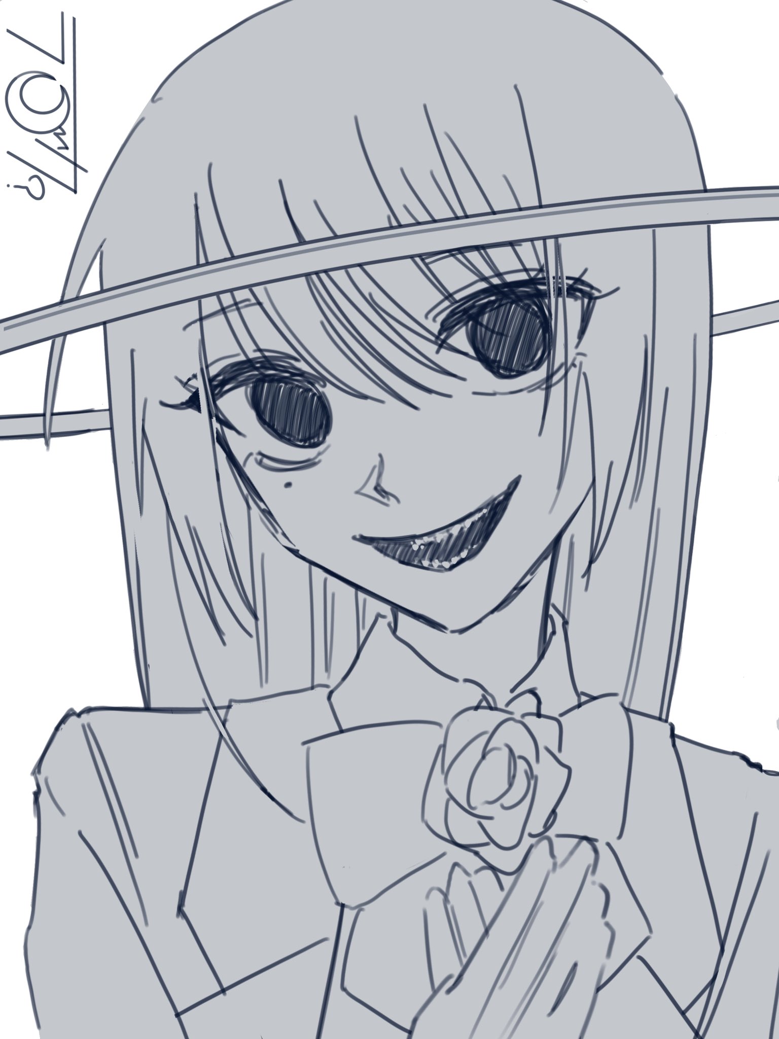 anime character with Pets ,Black and whiteのイラスト素材