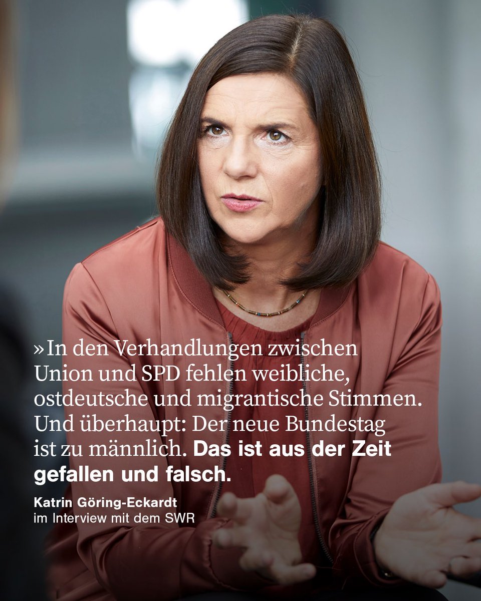Wir haben 2025 und herrschende Politik wird männlich. Die AfD kommt mit Krah, Helferich und weiteren 132 Männern in den Bundestag. In den Verhandlungen zwischen Union und SPD sitzen mehrheitlich Männer. Frauen, Ostdeutsche, Migrant*innen fehlen. Ihre Perspektive, ihr Blick auf