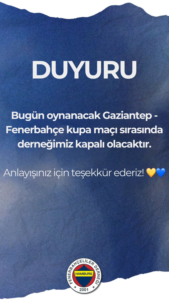 Anlayışınız için teşekkür ederiz 💙💛 #hamburg #fenerbahce #fenerbahcehamburg
