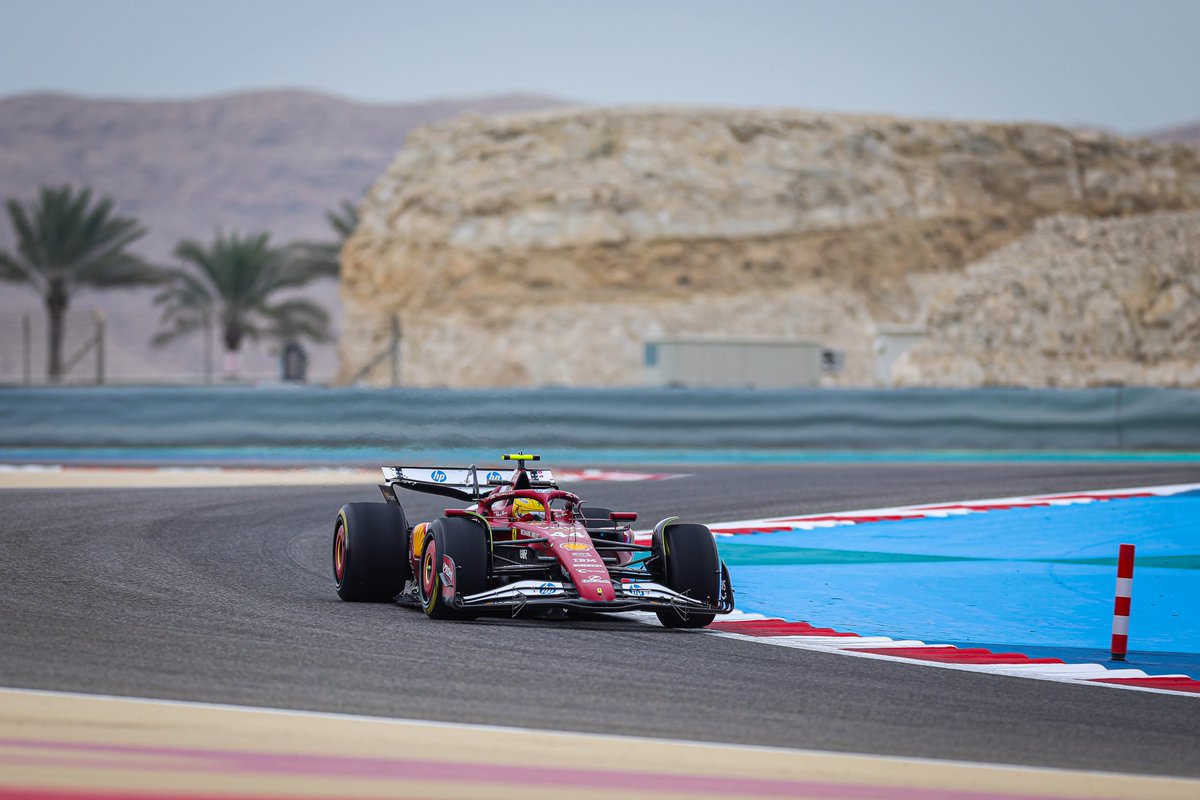 ScuderiaFerrari's tweet photo. One hour and 16 laps into the first session, Lewis currently sits on top of the timesheets ⏳ https://t.co/XbYCUYdM13