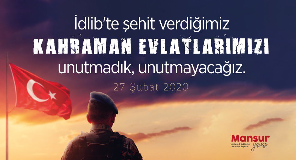 Beş Yıl Geçti Ama Acımız Hâlâ İlk Günkü Gibi…

27 Şubat 2020’de İdlib’de hain saldırıda kaybettiğimiz 34 kahraman askerimizi bir kez daha rahmetle ve minnetle anıyoruz. Onlar, vatan uğruna gözlerini kırpmadan can verdiler. Geride bıraktıkları emanetleri, bizlere kutsal birer