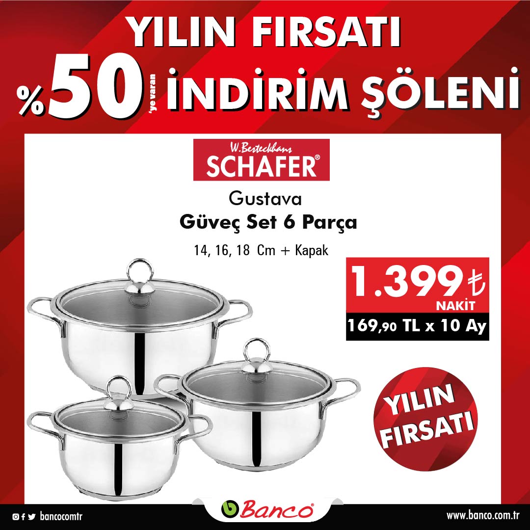 Bancocomtr's tweet photo. Banco'da %50 'ye varan indirim şöleninde yüzlerce fırsat ürünü sizleri bekliyor!📢
Aryıldız Flipper Tencere ve Aria Sahan Setleri, Arzum Premium Seti, Fakir Blender Seti, Schafer Gustava Güveç Seti,  Bambun Kahve Fincan Takımları ve daha fazlası Banco mağazalarında.
#banco https://t.co/joeEcZBG99