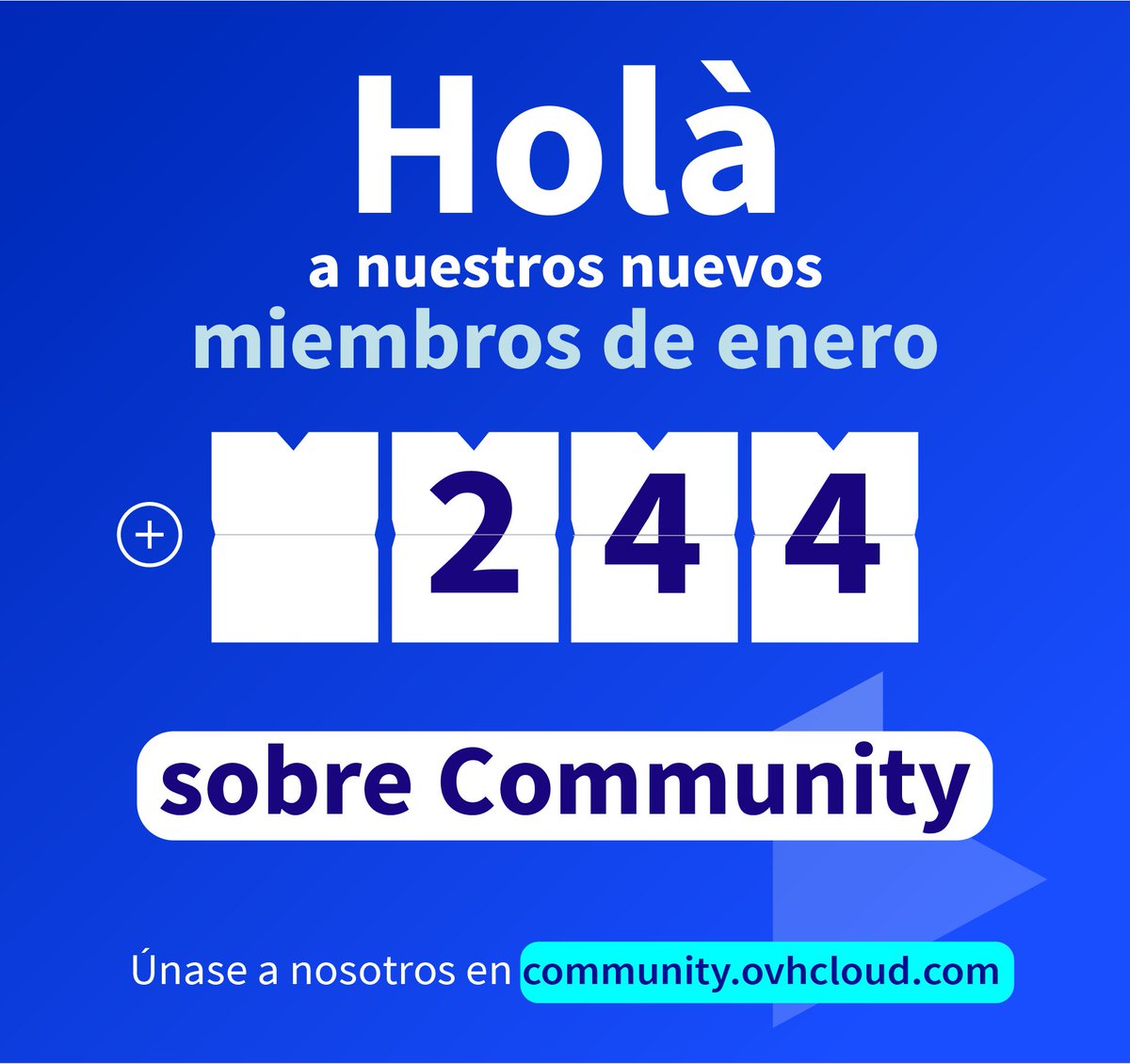 ¡Buena noticia! ¡Bienvenidos los nuevos miembros a nuestra comunidad en enero! 🥳
Con habilidades variados, puntos de vista únicos y un interés común en el aprendizaje. ¡Mantengamos viva la inspiración y el apoyo mutuo! 
community.ovhcloud.com/community/en

#Comunidad #NuevosMiembros