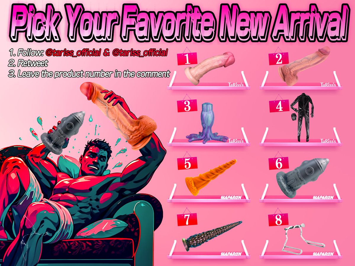 tariss_official's tweet photo. 🔥Pick Your Favourite New Arrival🔥
💵Win $50 Gift Card

💫How to enter:
1⃣Follow: @tariss_official ＆ @MaparonUS
2⃣Retweet
3⃣Leave the product number in the comment

🗓️A winner will be drawn on March 10

#tarisss #dildo #promo #analplay #pleasure #pssgasm #giveaway #bodypositive #adultfun #cumshot