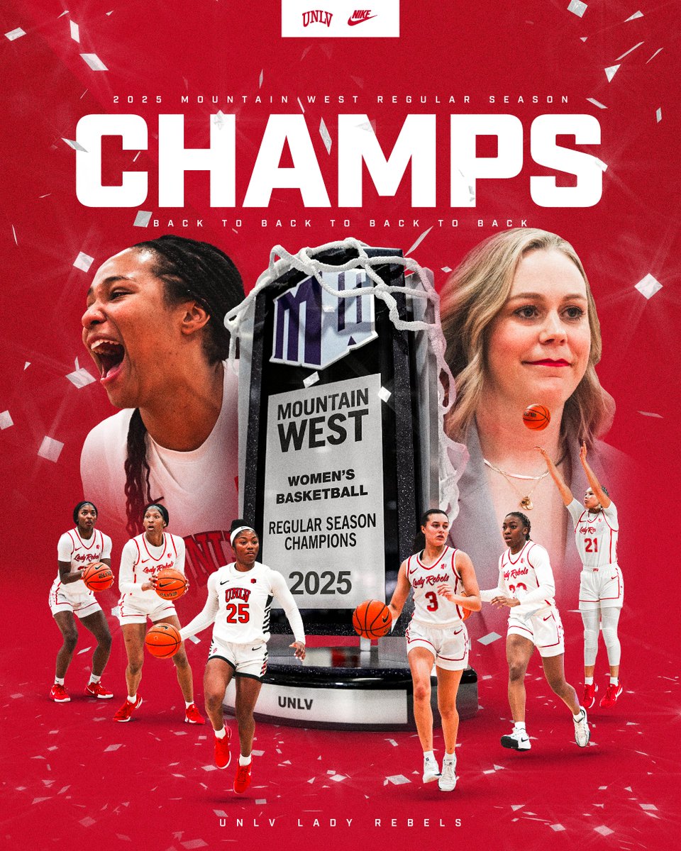 UNLVLadyRebels's tweet image. FOUR-PEAT @MOUNTAINWEST REGULAR SEASON CHAMPS 👑👑👑👑