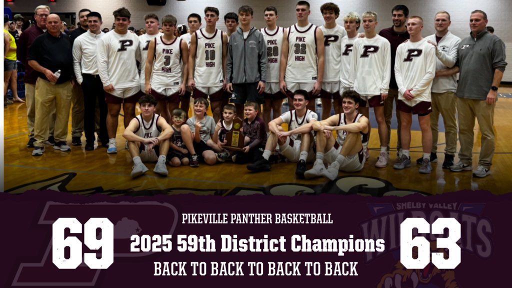 𝓜𝓪𝓻𝓸𝓸𝓷 &amp; 𝓦𝓱𝓲𝓽𝓮 𝓢𝔀𝓮𝓮𝓹 🧹

The Pikeville High Panthers claim both the Girls &amp; Boys 59th District Championships as they win a pair tonight at Shelby Valley! 

#HailPikeville 🏀🏆🐾