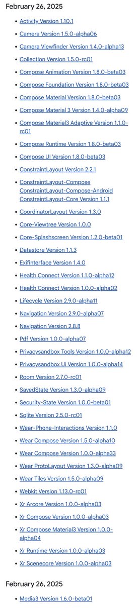 nicolaou_nicos's tweet image. Hey #AndroidDev 👋, new versions of the #AndroidX libraries have been released 👇 

#Android #JetpackReleaseNotes #Kotlin
🔗 developer.android.com/jetpack/androi…