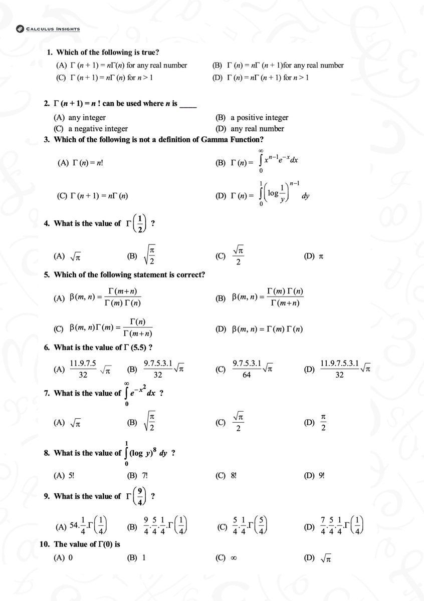 TheMathFlow's tweet image. Test your skills with Beta and Gamma functions...ᝰ.ᐟ