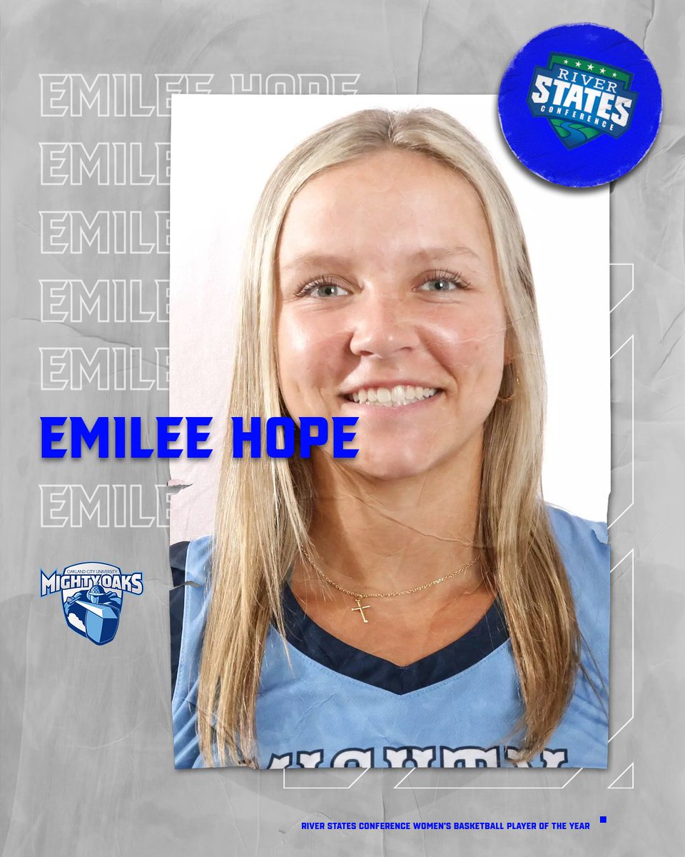 River States Conference (@riverstatesconf) on Twitter photo A three-time All-RSC selection is now the RSC Player of the Year!
After leading <a href="/GoMightyOaks/">Mighty Oaks Athletics</a> to another division title, Oakland City's Emilee Hope has been selected by the coaches as the 2025 RSC Women's Basketball Player of the Year! A three-time All-RSC selection is now the RSC Player of the Year!
After leading <a href="/GoMightyOaks/">Mighty Oaks Athletics</a> to another division title, Oakland City's Emilee Hope has been selected by the coaches as the 2025 RSC Women's Basketball Player of the Year!