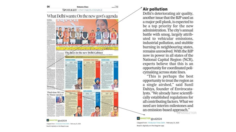 Envirocatalysts (@envirocatalyst) on Twitter photo ๐ฟ ๐๐ฒ๐น๐ต๐ถโ๐ ๐ฃ๐ฎ๐๐ต ๐๐ผ๐ฟ๐๐ฎ๐ฟ๐ฑ: ๐๐ฒ๐ ๐ฃ๐ฟ๐ถ๐ผ๐ฟ๐ถ๐๐ถ๐ฒ๐ ๐ณ๐ผ๐ฟ ๐๐ต๐ฒ ๐ก๐ฒ๐ ๐๐ผ๐๐ฒ๐ฟ๐ป๐บ๐ฒ๐ป๐ ๐
As Delhiโs new government begins its term, the focus is on tackling pressing challenges: air pollution, infrastructure, water supply, and the Yamunaโs condition. ๐ฟ ๐๐ฒ๐น๐ต๐ถโ๐ ๐ฃ๐ฎ๐๐ต ๐๐ผ๐ฟ๐๐ฎ๐ฟ๐ฑ: ๐๐ฒ๐ ๐ฃ๐ฟ๐ถ๐ผ๐ฟ๐ถ๐๐ถ๐ฒ๐ ๐ณ๐ผ๐ฟ ๐๐ต๐ฒ ๐ก๐ฒ๐ ๐๐ผ๐๐ฒ๐ฟ๐ป๐บ๐ฒ๐ป๐ ๐
As Delhiโs new government begins its term, the focus is on tackling pressing challenges: air pollution, infrastructure, water supply, and the Yamunaโs condition.