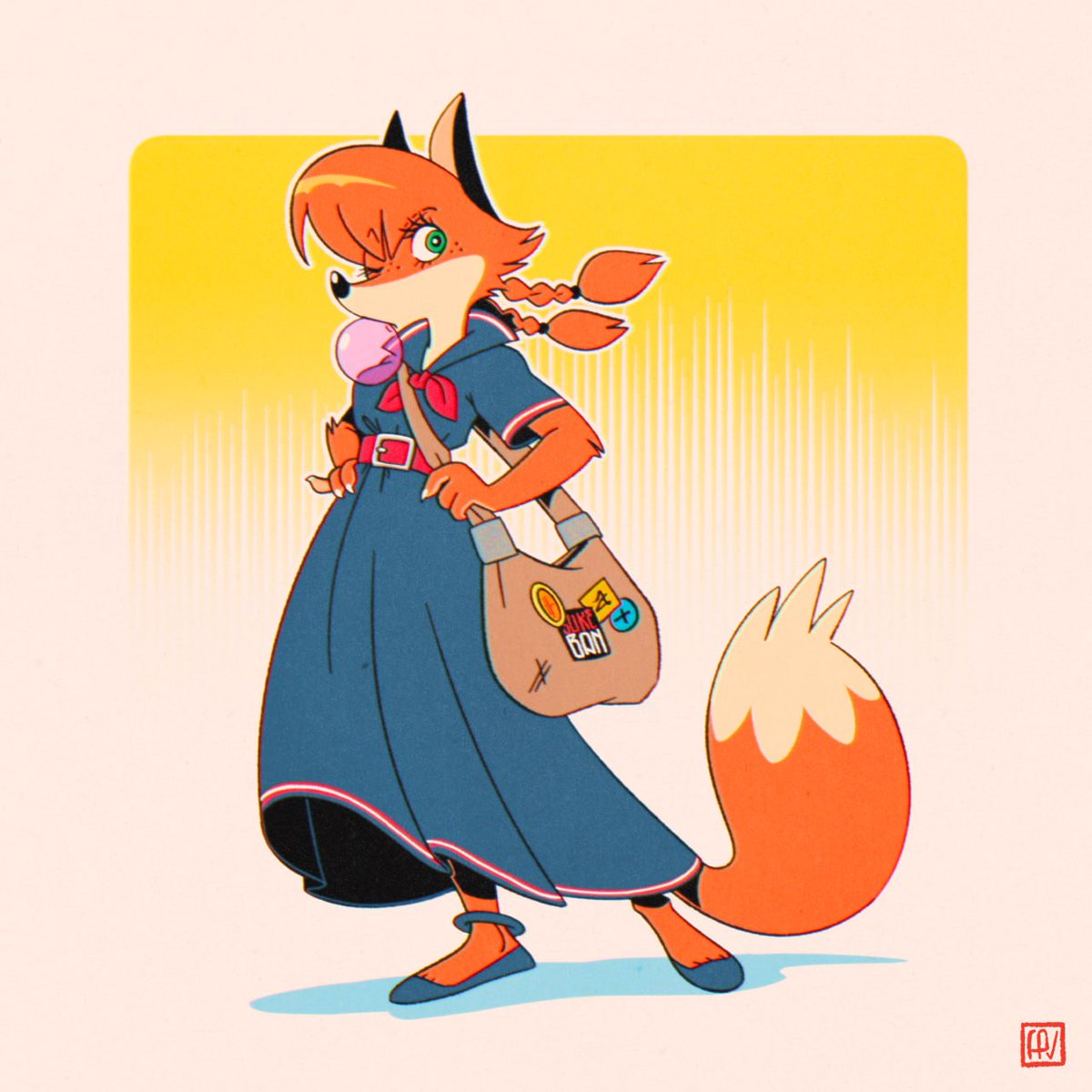 KimboLaurel's tweet image. This is my #dtiys on Fox girl from the @F0XnR0LL . #furryarts #foxpopvli