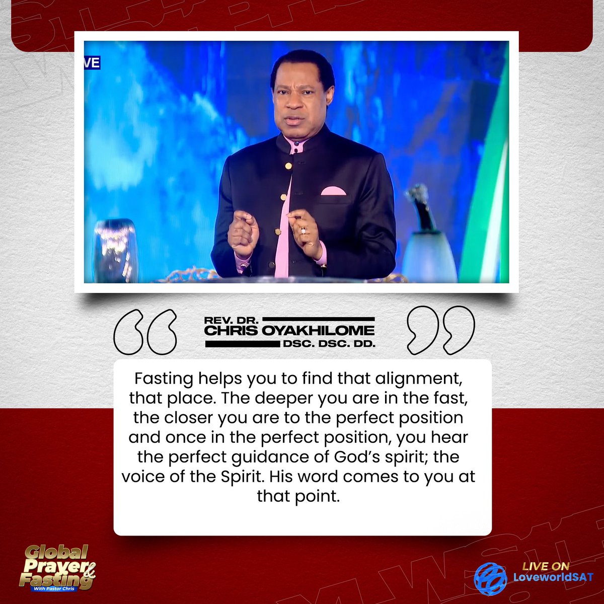 lwsat's tweet photo. WORDS TO REMEMBER ON DAY 2 OF THE GLOBAL PRAYER AND FASTING WITH PASTOR CHRIS ✨
https://t.co/p1obFEbNU4
#GlobalPrayerAndFasting #SharpenYourSpirit #PastorChris #LoveworldSat #FastingForFocus https://t.co/tCjb42TlAF