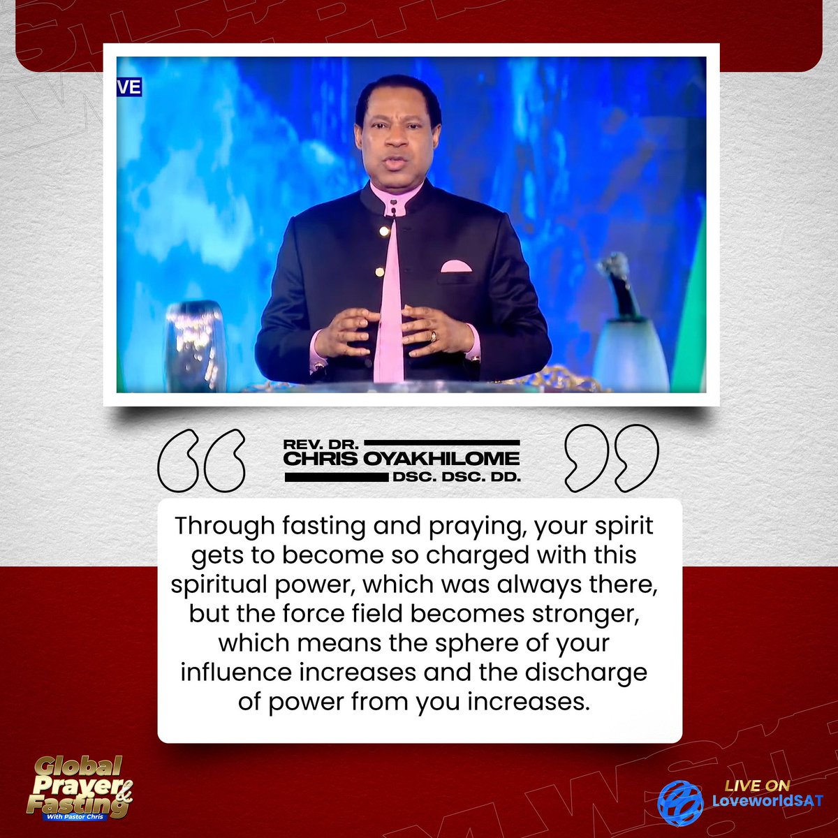 lwsat's tweet photo. WORDS TO REMEMBER ON DAY 2 OF THE GLOBAL PRAYER AND FASTING WITH PASTOR CHRIS ✨
https://t.co/p1obFEbNU4
#GlobalPrayerAndFasting #SharpenYourSpirit #PastorChris #LoveworldSat #FastingForFocus https://t.co/tCjb42TlAF