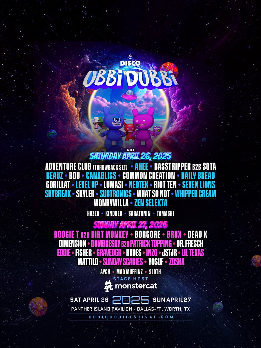 Dallas! 🖤  Im making my way to @ubbidubbi on April 25th! Catch me at the Zoom Room stage hosted by @monstercat! Got a lot of new music to share