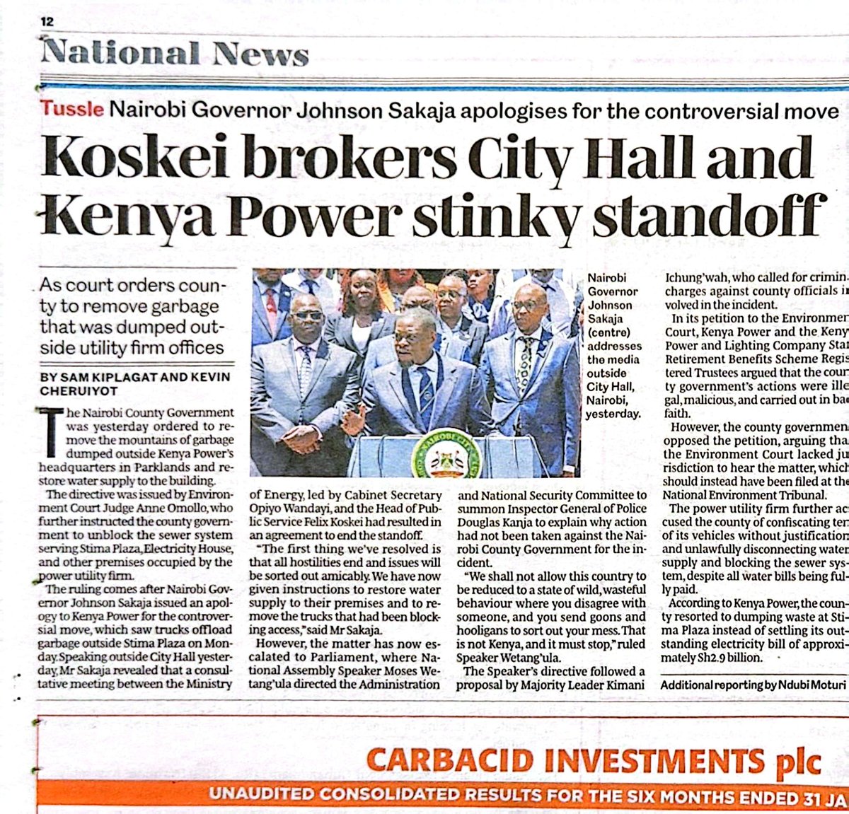 Yes, <a href="/koske_felix/">felix koskei</a> solved the problem POLITICALLY but at the cost of the rule of law and independent institutions. This is a case where the Inspector General of police, the <a href="/DCI_Kenya/">DCI KENYA</a>, and the <a href="/ODPP_KE/">Office of The Director Of Public Prosecutions</a> should have taken the lead, investigated whether any law was broken, and then