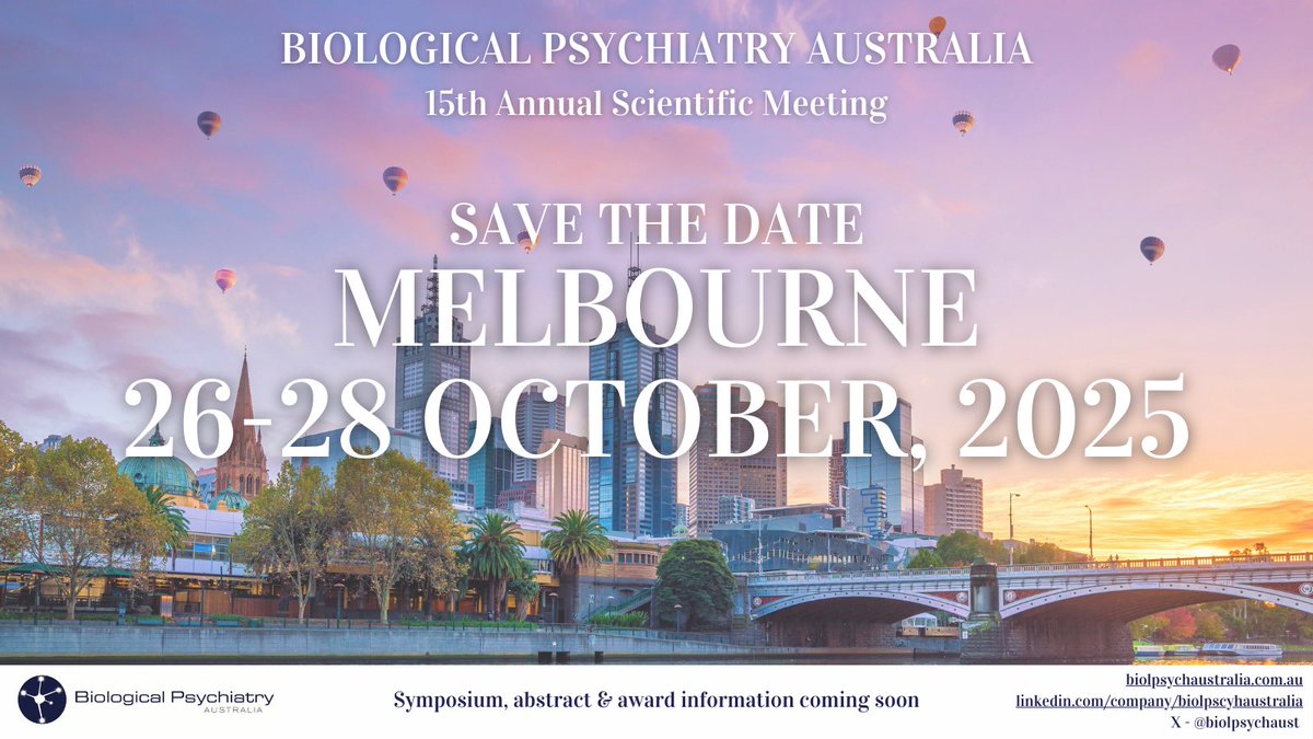 ‼️Save the date ‼️
Put it in your diaries 📝📝
BPA 2025 is at the Florey in Melbourne, October 26-28 📅📅