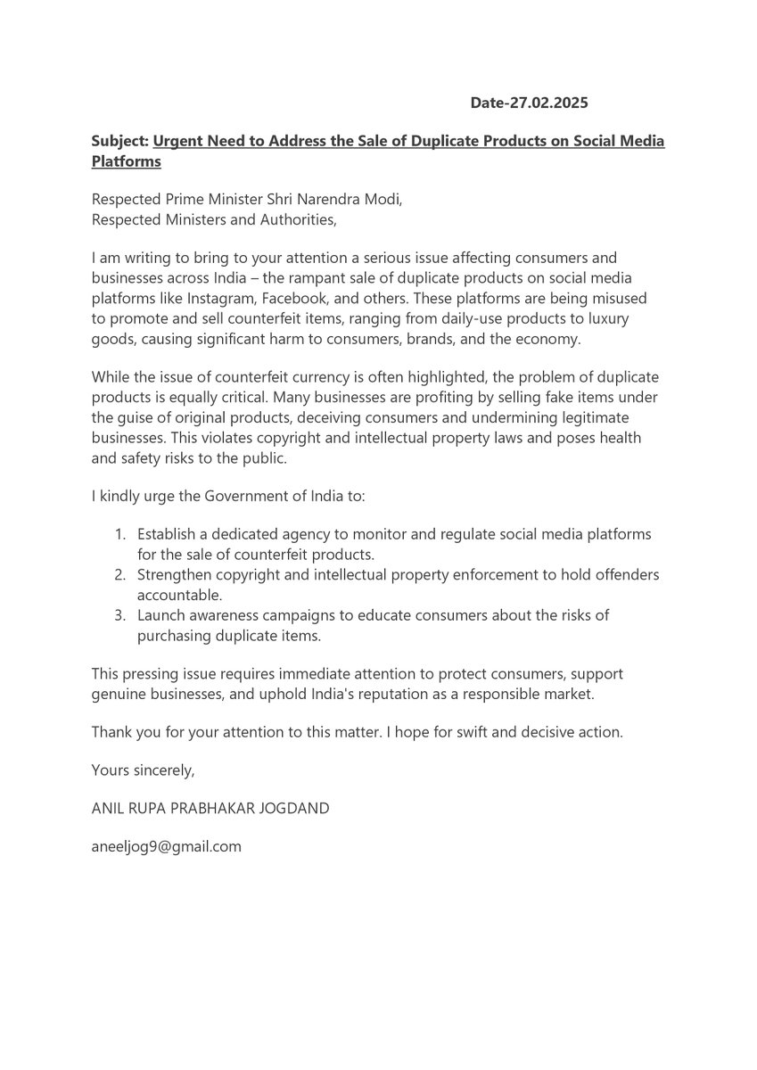 AneelMumbaikar's tweet image. @narendramodi @PMOIndia @MIB_India kindly do the needful #StopCounterfeits
#FakeProducts
#ConsumerRights
#CopyrightMatters
#ProtectConsumers
#IntellectualProperty
#FakeVsOriginal
#SocialMediaFraud
#PMModi
#IndianGovernment
#StopFakeProducts
#BrandProtection
#AntiCounterfeiting