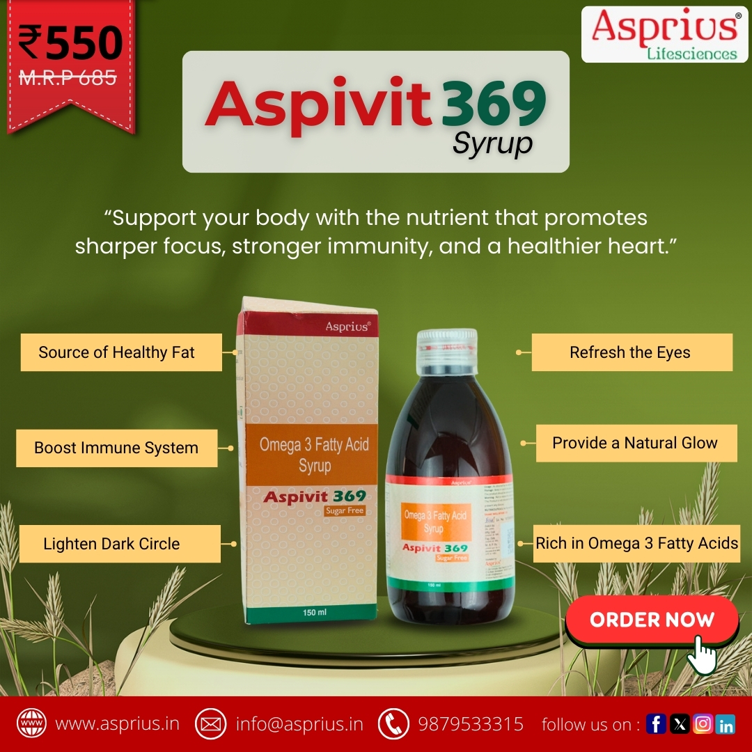Asprius1's tweet image. Want sharper focus, stronger immunity, and a healthier heart? 🧠💪
🔹 Amazon: shorturl.at/cfouM 🛍
🔹 1MG: shorturl.at/evwEH 🛒

🔗 asprius.in
📞 9879533315 

#Aspivit369 #GlowFromWithin #StrongerImmunity #HealthyHeart #Omega3Boost #AspriusLifesciences