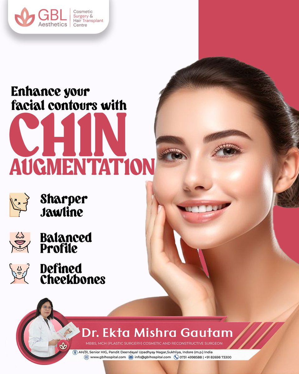 HospitalGbl's tweet image. Chin augmentation is the perfect solution to sharpen your jawline, create a balanced profile, and define your cheekbones.
Contact us: +91 82698 73300
..
..
#chinaugmentation #jawlineenhancement #balancedprofile #aestheticbeauty #cosmeticsurgery #drektamishra #gblhospital #indore