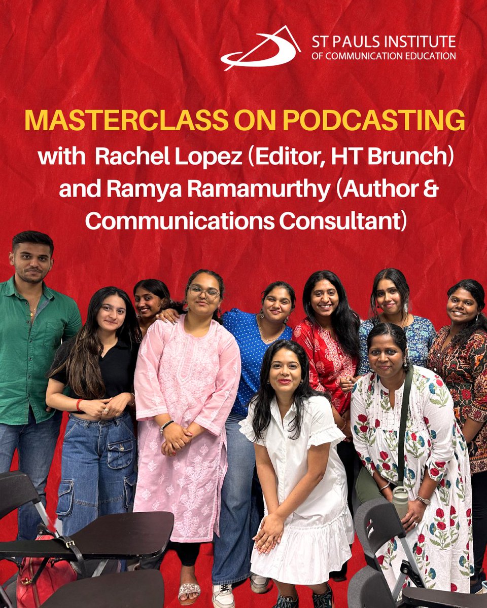 St Pauls Institute of Communication Education (@stpaulsice) on Twitter photo Our students had the privilege of attending insightful sessions on Podcasting with Rachel Lopez <a href="/GreaterBombay/">Rachel Lopez</a> (Editor, HT Brunch) & Ramya Ramamurthy (Author & Communications Consultant)!
A huge thank you to our speakers for inspiring the next gen of #mediaprofessionals! Our students had the privilege of attending insightful sessions on Podcasting with Rachel Lopez <a href="/GreaterBombay/">Rachel Lopez</a> (Editor, HT Brunch) & Ramya Ramamurthy (Author & Communications Consultant)!
A huge thank you to our speakers for inspiring the next gen of #mediaprofessionals!