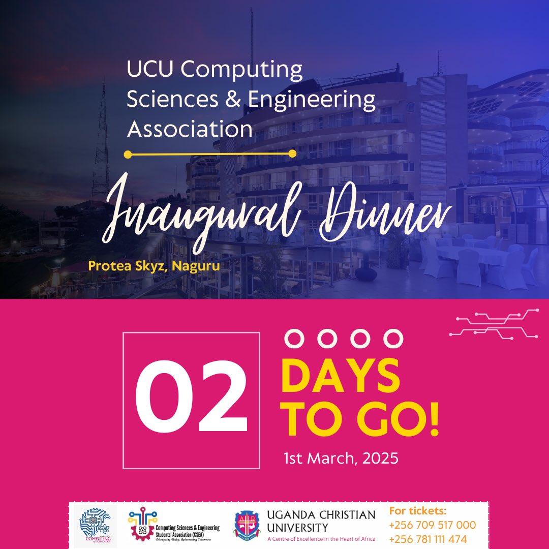 ucu_csea's tweet photo. Day 2 β Whoβs Ready? π
Only 2 days to the UCU Computing Dinner! Whoβs bringing the energy? Whoβs bringing the vibes? Drop a π₯ if youβre hyped!
π Last chance to get your ticket! Hadijjah (+256 709 517 000) | Morgan (+256 781 111 474)
#UCUComputingDinner #AlmostThere https://t.co/gsCfi3KKXq