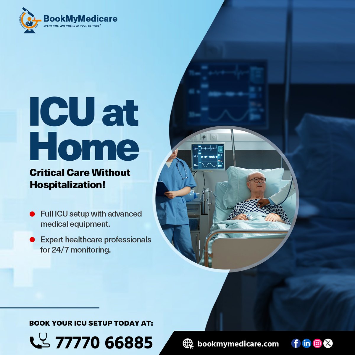 BookMedicare's tweet photo. ICU at Home – Critical Care Without Hospitalization🏥
✅ Full ICU Setup with Advanced Equipment
✅ 24/7 Monitoring by Expert Healthcare Professionals
📞 Call Now: +91-77770 66885
🌐 Visit: https://t.co/CbnpIq6Nzs
#EmergencyCare #AmbulanceService #HomeLabTests https://t.co/dwbOjvHrOm
