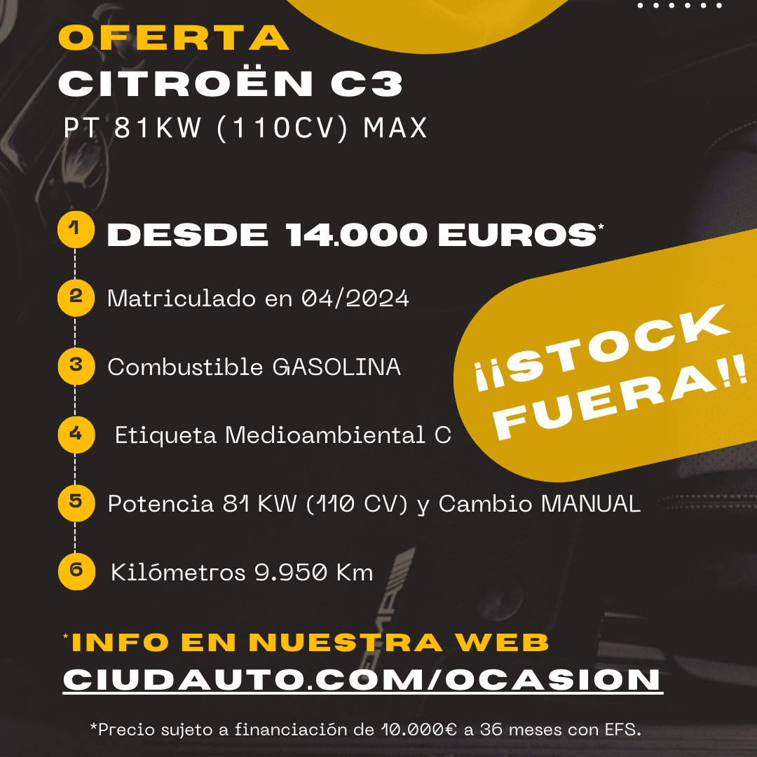 C3 OCASION 𝗱𝗲𝘀𝗱𝗲 𝟭𝟰.𝟬𝟬𝟬€*⁣⁣⁣⁣⁣⁣
⁣⁣⁣⁣⁣⁣⁣⁣⁣⁣⁣⁣⁣⁣⁣⁣⁣⁣⁣⁣
👉𝗜𝗻𝗳𝗼𝗿𝗺𝗮𝗰𝗶𝗼́𝗻 𝗱𝗲 𝗲𝘀𝘁𝗮 𝗼𝗳𝗲𝗿𝘁𝗮 𝘆 𝗼𝘁𝗿𝗮𝘀 𝗼𝗳𝗲𝗿𝘁𝗮𝘀 𝗱𝗲 𝗼𝗰𝗮𝘀𝗶𝗼́𝗻 𝗲𝗻: bit.ly/ofertas-ocasio…