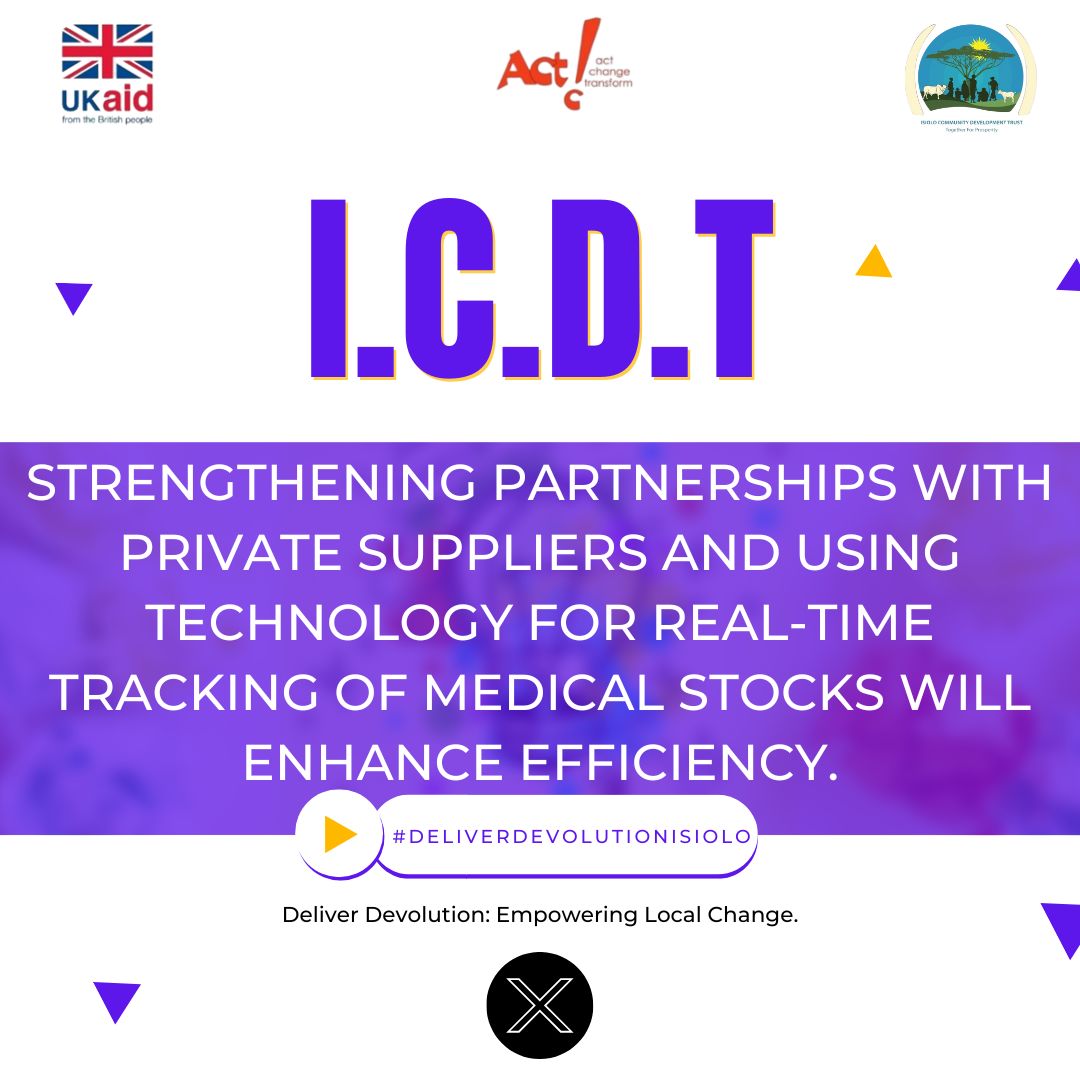 Ni Wainaina (@niwainaina_) on Twitter photo The national government must strengthen partnerships with private suppliers and utilize technology for real-time stock tracking will improve efficiency.
<a href="/_Icdtrust/">Isiolo Community Development Trust (ICDT)</a> <a href="/tendasasa/">Act Change Transform (Act!)</a> <a href="/Ukaid/">UK aid</a>
#DeliverDevolutionIsiolo The national government must strengthen partnerships with private suppliers and utilize technology for real-time stock tracking will improve efficiency.
<a href="/_Icdtrust/">Isiolo Community Development Trust (ICDT)</a> <a href="/tendasasa/">Act Change Transform (Act!)</a> <a href="/Ukaid/">UK aid</a>
#DeliverDevolutionIsiolo