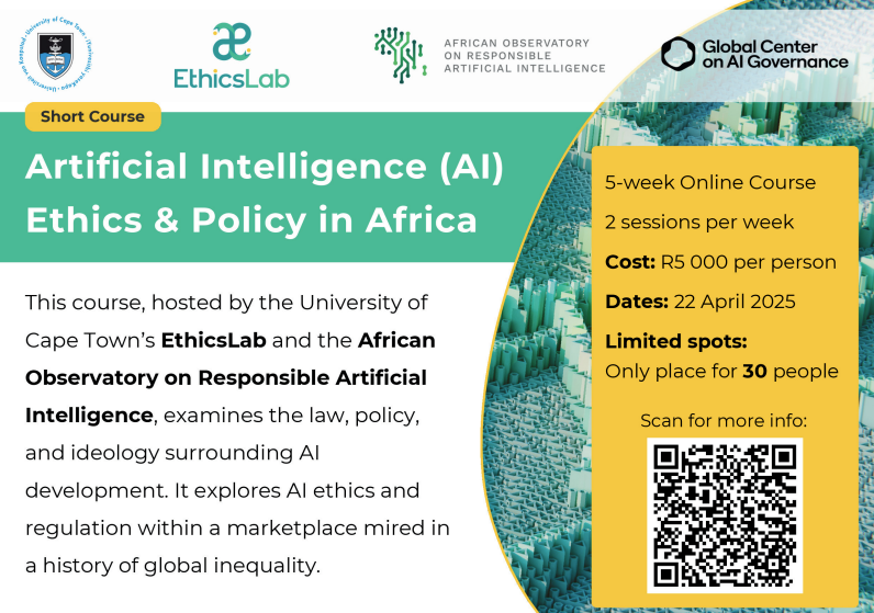 African Observatory on Responsible AI (@ai_observatory) on Twitter photo AI is shaping economies & societies—but are our policies keeping up?
In partnership with <a href="/EthicsLab_UCT/">The EthicsLab</a>, we will be running a 5 week online course on the role of AI Ethics & Policy in Africa.
Learn more and register here🔗globalcenter.ai/news/ai-ethics… AI is shaping economies & societies—but are our policies keeping up?
In partnership with <a href="/EthicsLab_UCT/">The EthicsLab</a>, we will be running a 5 week online course on the role of AI Ethics & Policy in Africa.
Learn more and register here🔗globalcenter.ai/news/ai-ethics…